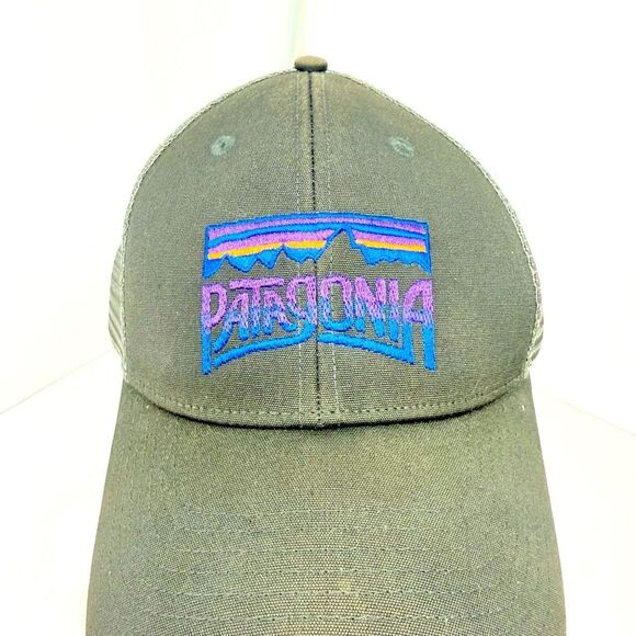 Patagonia Gray Purple Mountain Embroidered Mesh Snap Back Trucker Hat - Picture 7 of 16